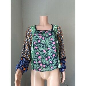 Anthropologie Maeve Shirt XS Ceresco Boho Peasant Floral Striped Hippie Tunic